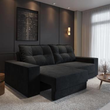 Imagem de Sofá Luca Retrátil 3 Lugares 2,00m em Suede - CIALAR MÓVEIS, Preto