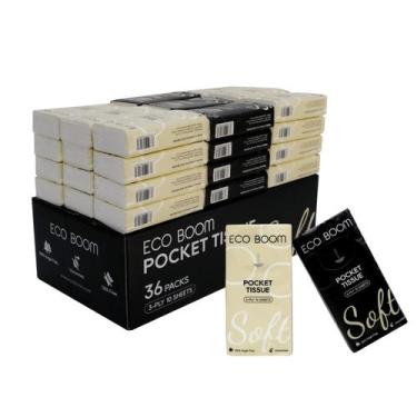 Imagem de Lenços de bolso ECO BOOM Soft de 3 camadas, 36 pacotes, tamanho de via