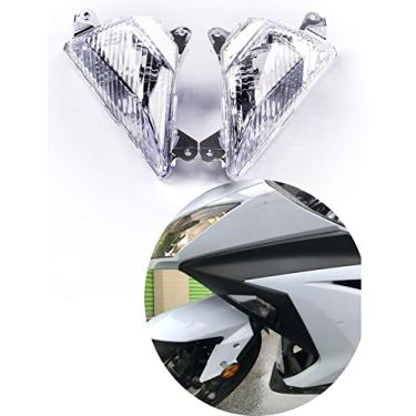 Imagem de TOPZONE Compatível com Kawasaki 2013-2017 Ninja 250; Ninja 2013-2014 Ninja 300/Ninja 300 ABS; Ninja 400R 2016-2017; Lâmpada Idicadora Frontal piscante (lente de seta, cor clara)