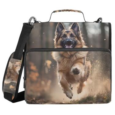 Imagem de ALAZA Fichário de 3 anéis com zíper para cães pastor alemão com capacidade para 500 folhas para escola, faculdade, escritório