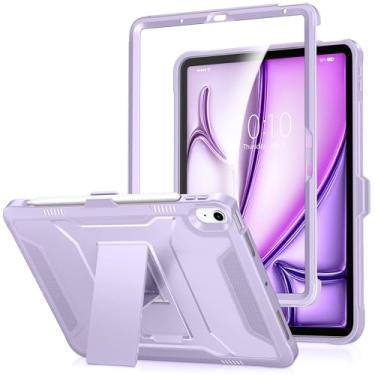 Imagem de DTTO Capa para iPad Air de 11 polegadas M2 2024, iPad Air 5ª/4ª geração de 10,9 polegadas 2022/2020, protetor de tela integrado, capa protetora de corpo inteiro durável à prova de choque com suporte,