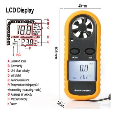 Imagem de Anemômetro Digital Portátil Paraglider Kite Drone aparelho de medir ve