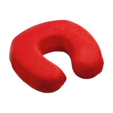 Imagem de BaotyJie Travesseiro de viagem para pescoço, apoio de cabeça, respirável, ergonômico, formato U, para uso em carro, casa e escritório, Vermelho