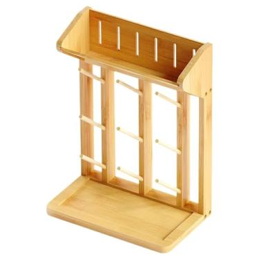 Imagem de Luwecf Escorredor de Garrafas de Bambu com Bandeja Coletora Resistente E Ecológico 37x27x16 Cm