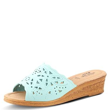 Imagem de Sandálias femininas Spring Step ESTELLA Fashion Wedge Slide, Nobuck verde menta, 5.5-6