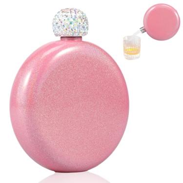 Imagem de KTZCTPCA Garrafa de quadril de 142 g para mulher, garrafa de licor fofa feminina, garrafa de bebida alcoólica de vinho de aço inoxidável 304, garrafa portátil de uísque para acampamento ao ar livre,