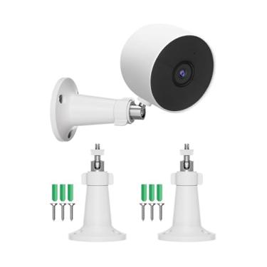 Imagem de Pacote com 2 suportes de parede para Google Nest Cam externo/interno (bateria) – Suporte de segurança ajustável de 360° com rosca de parafuso de 0,6 mm – fácil instalação, branco