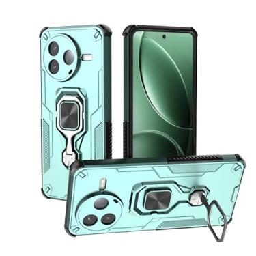 Imagem de SORAKA Capa para Xiaomi Poco F7 Pro com suporte de metal rotativo de 360 graus, peça magnética de ferro para suporte magnético de telefone para carro, verde