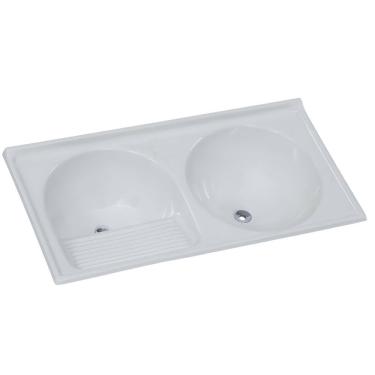 Imagem de Tanque de Granito Sintético Duplo N°2 110x55cm Branco - 500207 - A.J. RORATO