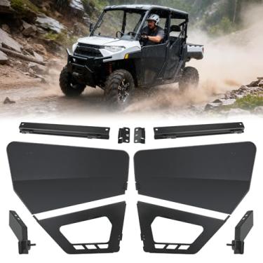 Imagem de SKYJDM Meia porta de alumínio com janela transparente de policarbonato - painéis de porta inferior de visibilidade aprimorada compatíveis com Polaris Ranger XP 1000 2018-2025 e Ranger 1000 2020-2025