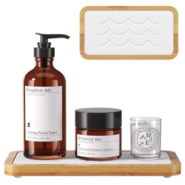 Imagem de Bandeja de pedra absorvente de água para pia, organizador de pia de cozinha, bandeja de balcão de banheiro de diatomita, suporte de esponja dispensador de sabão, tapete de torneira de pedra de secagem