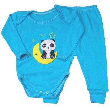 Imagem de Conjunto Bebê Body Bordado e Calça Mijão Tamanho 0 a 9 Meses - Koala B