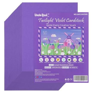 Imagem de 40 folhas de cartolina violeta crepúsculo - 21 x 28 cm, capa dupla face, papel para impressora de 29,5 kg, perfeito para álbuns, artesanato, cartões de visita 180 g/m² UAP25BK040