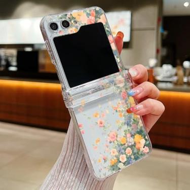 Imagem de Capa para Samsung Z Flip6 com estampa floral romântica e transparente dobrável (para Samsung Z Flip6/A604)