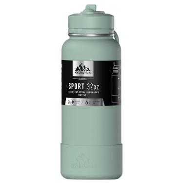 Imagem de Hydrapeak Garrafa de água esportiva isolada de 947 ml com canudo ou tampa de bucha, à prova de vazamento e derramamento, mantém as bebidas frias por 24 horas, quentes por 12 horas, garrafas de água de