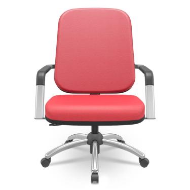 Imagem de Cadeira de Escritório Giratória com Braço Cromada Magno P03 Vinil Vermelho - Lyam Decor