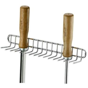 Imagem de Suporte Porta Espetos Utensílios Churrasco de Parede Cromado - 1853 Fu