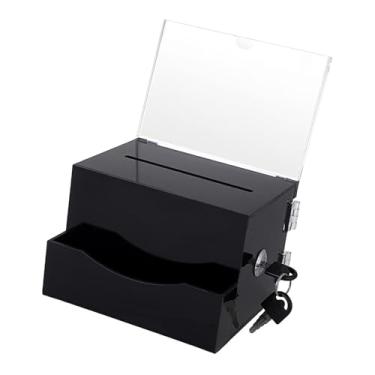 Imagem de Esquirla Caixa de doação de acrílico com 2 chaves, caixa de sugestões multiuso com fechadura, recipiente de armazenamento para de ingressos, bar em, 16.3 Cm X 14.3 Cm X