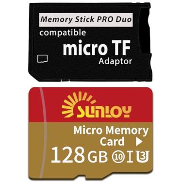 Imagem de Adaptador de cartão de memória PSP com cartão micro SD de 128 GB, micro SD/SDHC/SDXC para cartão Memory Stick PRO Duo MagicGate compatível com PlayStation Portable, câmera, câmera manual, smartphone