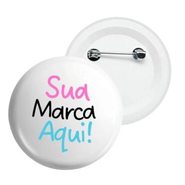 Imagem de Kit com 100 bottons personalizados ideais para eventos, brindes, ações sociais e divulgação de marcas (5,8 CM)