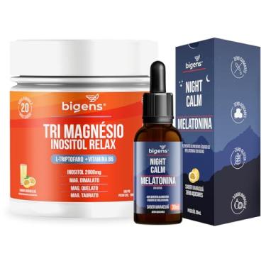 Imagem de Kit Tri Magnésio (dimalato, quelato, taurato) Inositol Relax, 180g + Night Calm Melatonina Liquida 30ml, Biogens
