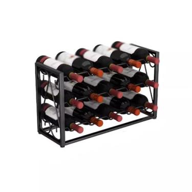 Imagem de GRFIT Ganchos de pesca rack de vinho pingente barra inclinada adega casa adega refrigerador de vinho rack de exibição rack de vinho tinto ganchos de peixe (cor: preto, tamanho: 55,5 * 20 * 33)