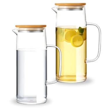 Imagem de Jarra de Vidro Borossilicato com Tampa de Bambu 1,2L – Resistente ao Calor e Frio, Design Elegante e Ecológico para Água, Sucos e Chás