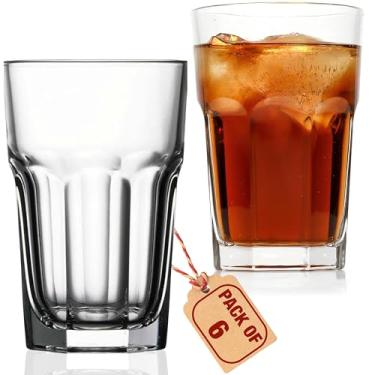 Imagem de yersiz Conjunto de 6 copos de água de 354 g – Vidraria durável para suco, milkshake, copos de café, copos de cerveja, copos de coquetel, base pesada, lavável na lava-louças para cozinha e uso em