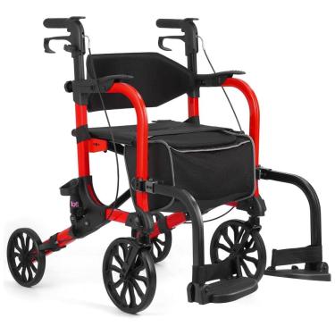 Imagem de Andador Rollator 2 em 1 Leve com Rodas Dianteiras e Rodas Traseiras para Idosos, Cadeira de Rodas Dobrável Suporta até 136kg,FlyingJoy