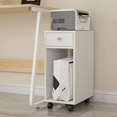 Imagem de Suporte de impressão de madeira para impressora a laser e copiadora, suporte para CPU com rodas giratórias de travamento 26 x 40 x 70 cm mesa de impressora (cor: dourada)