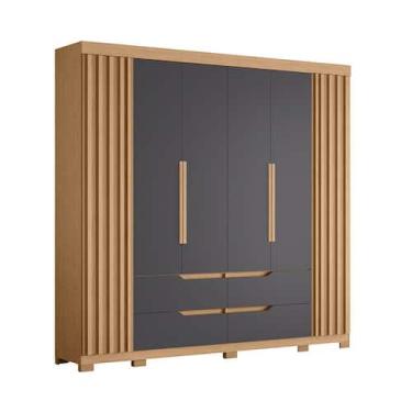 Imagem de Guarda Roupa Doble Casal Ripado 6 Portas 4 Gavetas MDP Albatroz - Alba