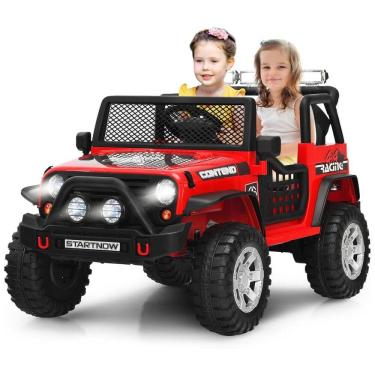 Imagem de Costzon Kids Carro, Carrinho Elétrico Infantil Off Road a Bateria 12V 2 Assentos com 2 Velocidades e MP3, Vermelho