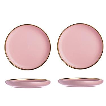 Imagem de Prato de serviço, pratos de jantar de cerâmica, pratos de sobremesa redondos foscos para bife, salada, macarrão, conjunto de 2, pratos de jantar e festa em família de restaurante (cor: cinza, tamanho