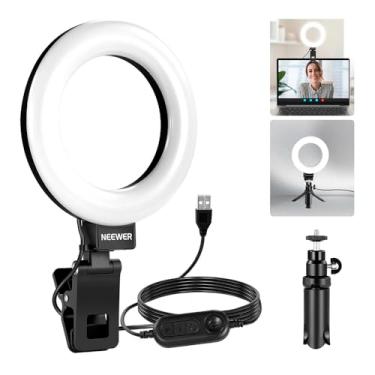 Imagem de Anel de Luz BR60 5 Polegadas LED Com Clip E Mini Tripé Para Notebook Monitor, Iluminador Para Vídeo Conferência, Live Stream, Youtube, Tiktok, Temperatura De Cor Ajustável 3000K-6000K