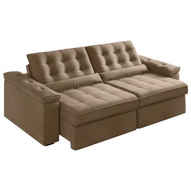 Imagem de Sofá Retrátil e Reclinável 3 Lugares 2,12m Veludo Ilhéus