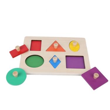 Imagem de SPYMINNPOO Brinquedo Educacional de Forma Geométrica, Brinquedo de Aprendizagem de Madeira para Crianças, Blocos de Construção Coloridos para Pré-escola, ótimo para Desenvolver Reconhecimento de