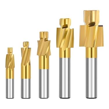 Imagem de WZFC Fresa de extremidade escareadora HSS para fresa de metal com furo piloto de fresa de metal, conjunto de 5 peças