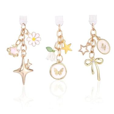 Imagem de 3un Pingentes Antipoeira para Porta Carregamento, 3 Estilos Fofos Pingentes Antipoeira Compatíveis com Telefones Kindle e Leitores Eletrônicos para Porta de Carregamento Tipo C