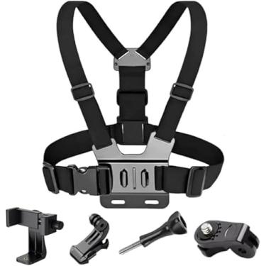 Imagem de Suporte Peitoral Ajustável para Câmera e Celular – Expansível 360° para GoPro, Smartphone e Câmeras Esportivas – Alças Confortáveis e Estável