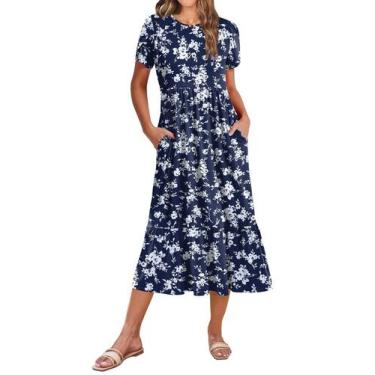 Imagem de Vestido midi Zeagoo floral casual, solto, em camadas, branco