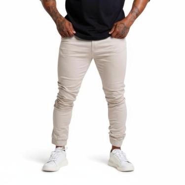 Imagem de Calça Jogger Jeans clara Skinny Slim Sarja Masculina - Mitchelgutto, B
