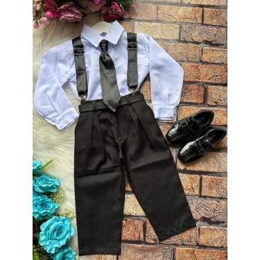 Imagem de Conjunto Social Meninos Miss Cherry - Camisa Branca e Calça Preta, 2