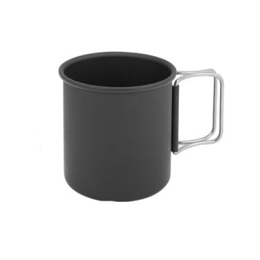 Imagem de Camping Tool Drinkware Caneca portátil de 300 ml de liga de alumínio para café e chá, preta, prata, dobrável, copo de água para viagem (preto)