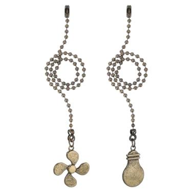 Imagem de Conjunto extensor de corrente para ventilador de teto de 33 cm, corrente de puxar para ventilador de bola com contas com lâmpada decorativa e cabo de ventilador para ventilador de lâmpada de teto