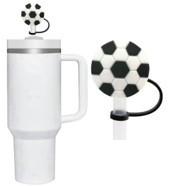 Imagem de Capa de palha de bolas esportivas de futebol, topo de pó de silicone de palha de desenho animado para copo de copo, tampas fofas de canudo de silicone para beber, plugues de canudos de 10 mm,