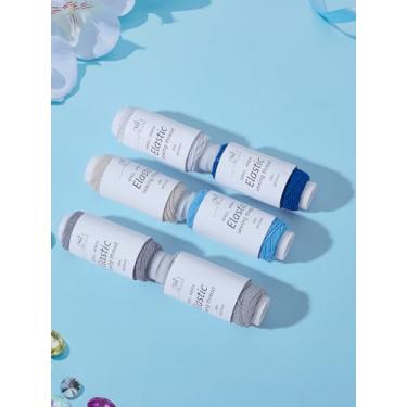 Imagem de Linhas de costura de 130 metros, fio elástico ultrafino de poliéster redondo de 0,5 mm em série azul-cinza, cordão de costura manual multiuso para alfaiataria de máquina manual e artesanato faça você