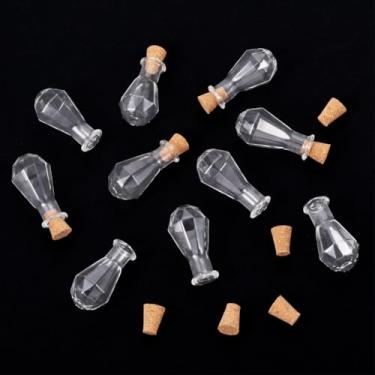 Imagem de 10 frascos de vidro de 3 x 1,6 cm (1,18 x 0,63 pol.) Recipientes de contas com rolha de cortiça, garrafa de desejos para embalagem de armazenamento de contas, chaveiro faça você mesmo artesanato feito