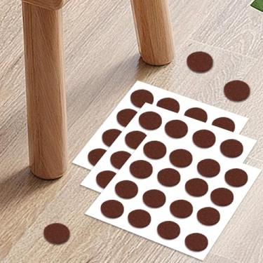 Imagem de Almofadas para móveis de feltro, almofadas de móveis para pisos de madeira, design redondo, autoadesivo, protegendo contra cortes, amassados e arranhões (48 peças, marrom)