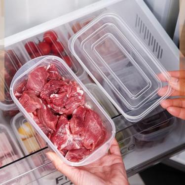 Imagem de Caixa de armazenamento de alimentos de plástico retangular, caixa selada, geladeira, frutas, legumes, carne, recipiente