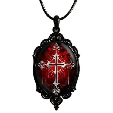 Imagem de Colar com pingente preto gótico vintage – 14 designs exclusivos com libélula de corvo rosa e mais joias modernas, dia dos namorados, Medium, Acetato, Sem Pedra Preciosa